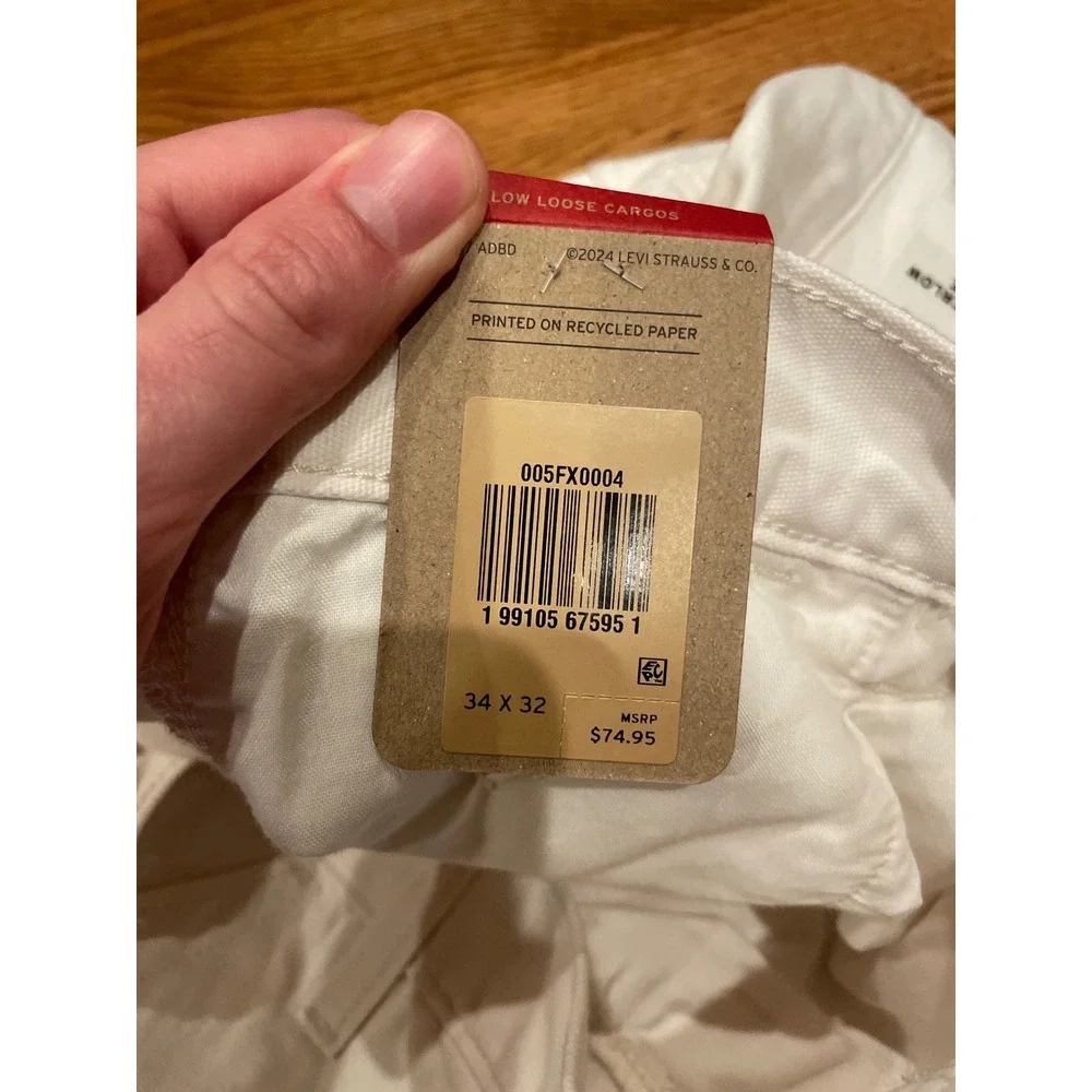 Levi's Womens Superlow Loose Cargo Pants 34x32 White Straight Leg NWT Baggy Punk - Picture 4 of 7